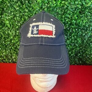 Houston Livestock Show and Rodeo Hat Navy Trucker Cap Distressed Texas Flag